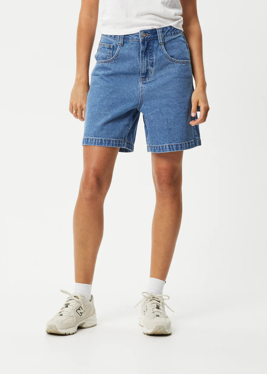 Afends Emilie Hemp Denim Workwear Short - Worn Blue | Keel Surf & Supply