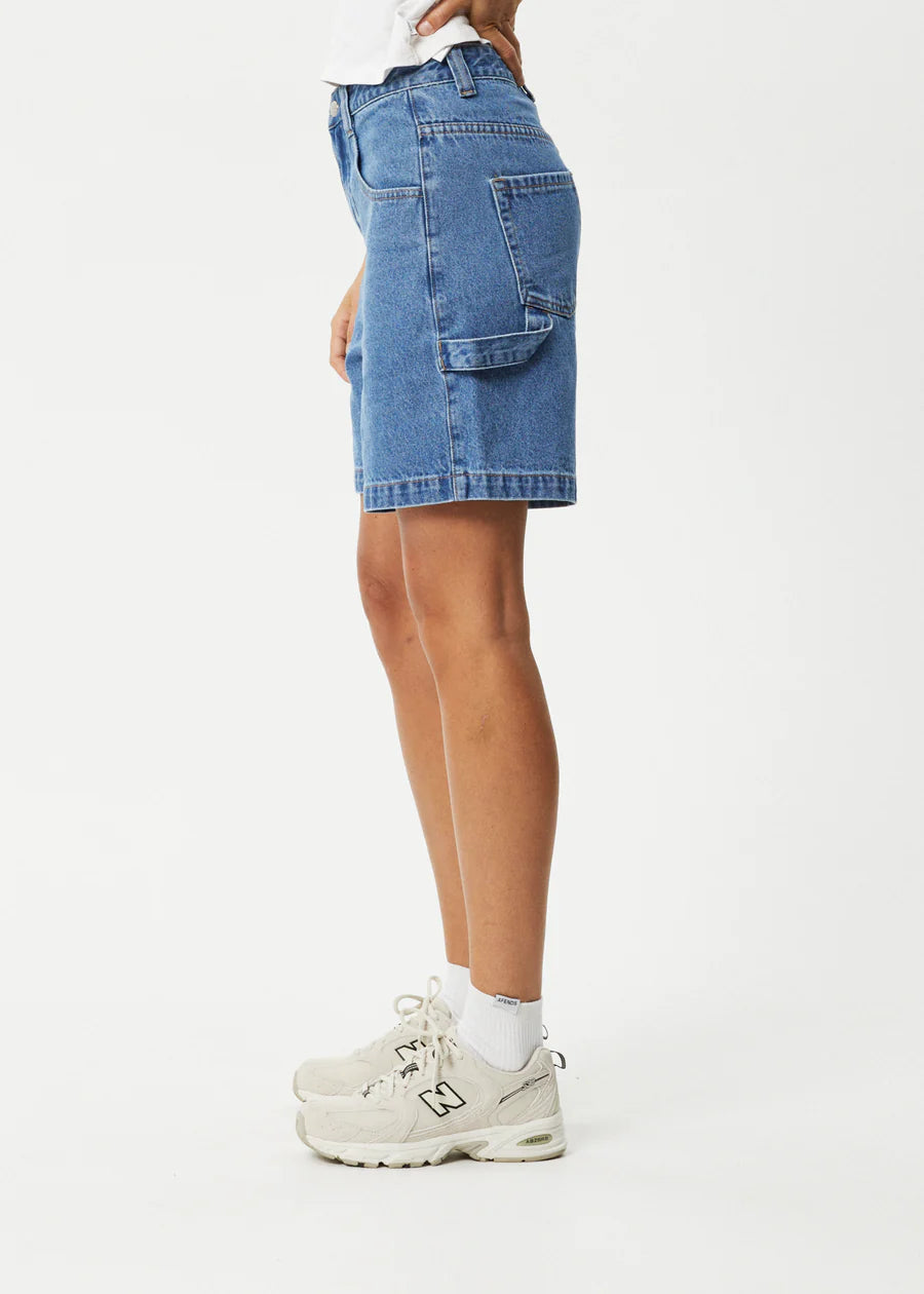 Afends Emilie Hemp Denim Workwear Short - Worn Blue | Keel Surf & Supply