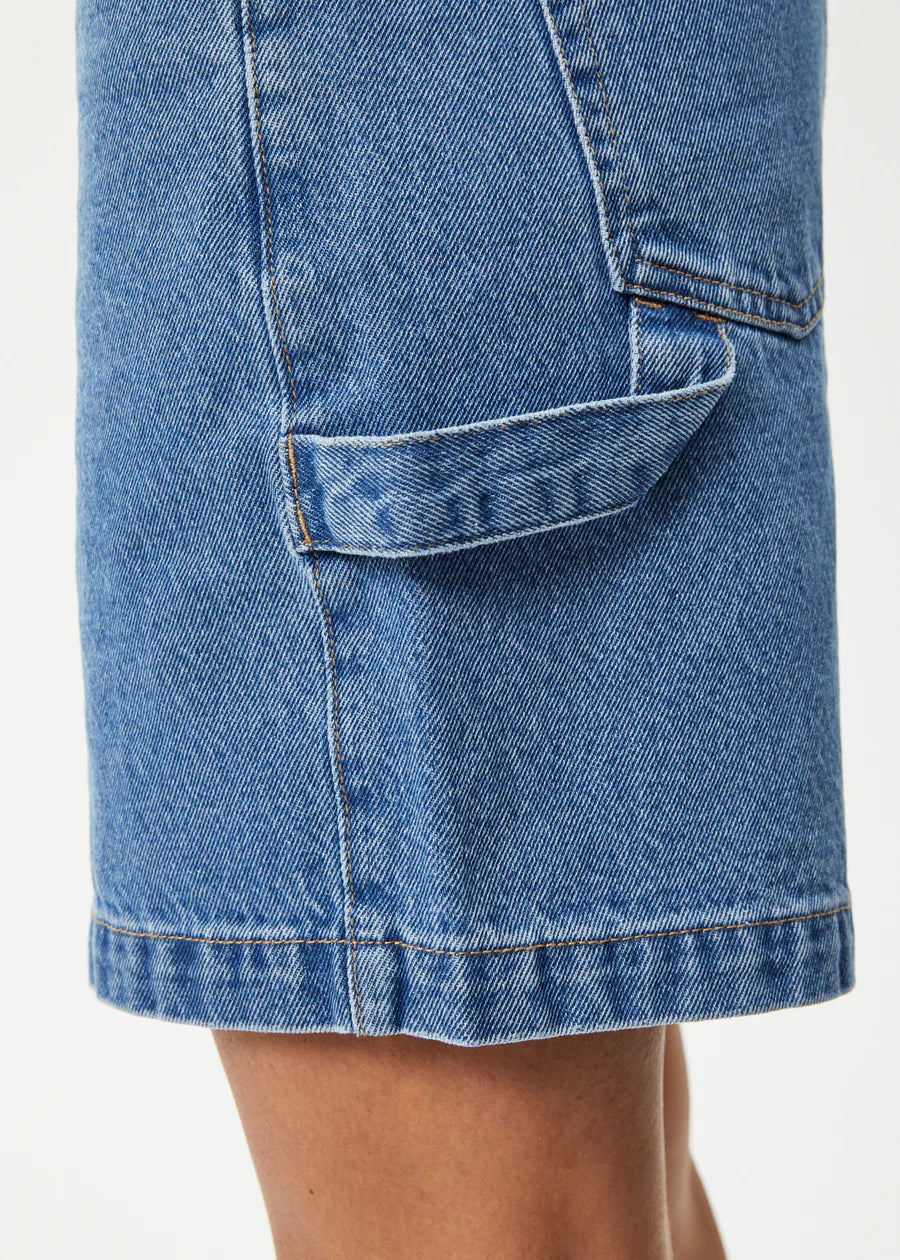 Afends Emilie Hemp Denim Workwear Short - Worn Blue | Keel Surf & Supply