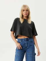 Afends Slay Cropped - Hemp Oversized Tee - Black | Keel Surf & Supply