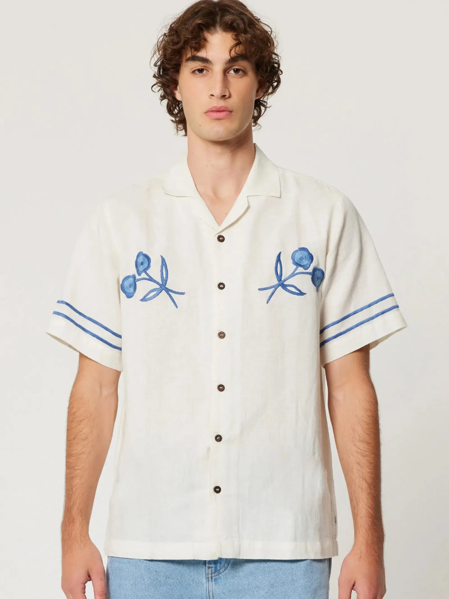 Rollas Bowler Embroider Shirt - Vintage White | Keel Surf & Supply