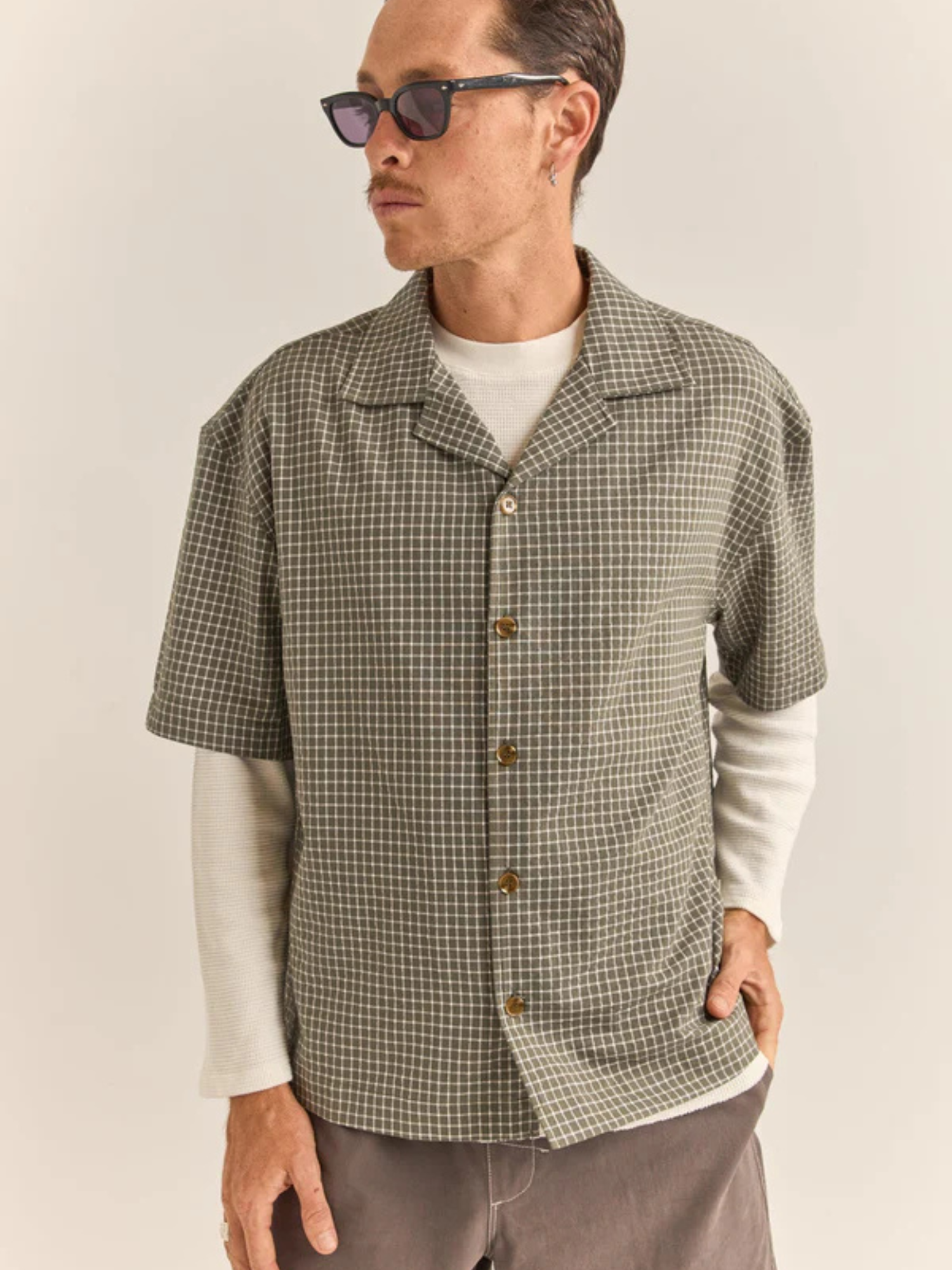 Rhythm Relaxed Check Ss Shirt - Olive | Keel Surf & Supply