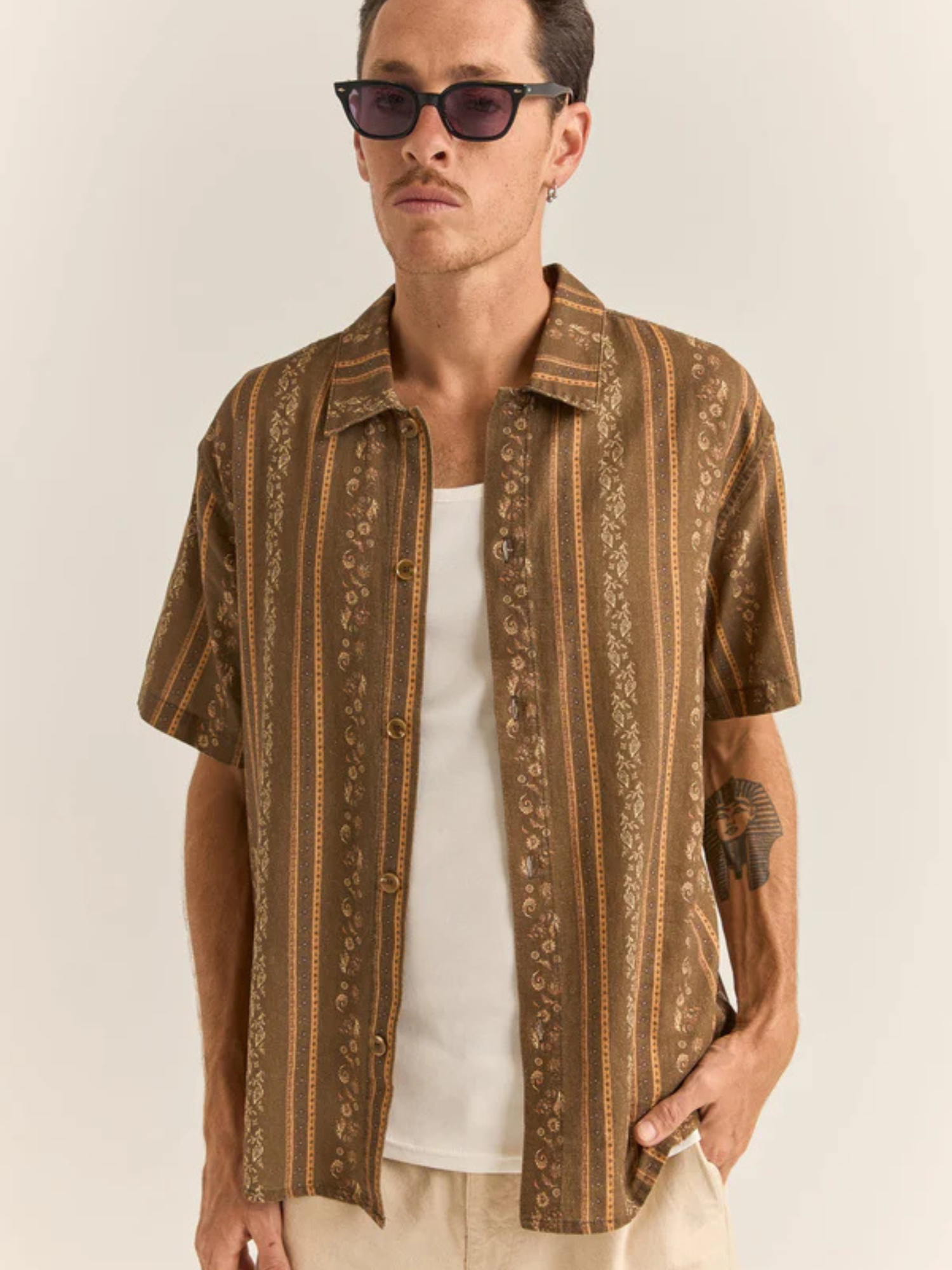 Rhythm Paisley Stripe Ss Shirt - Tobacco | Keel Surf & Supply