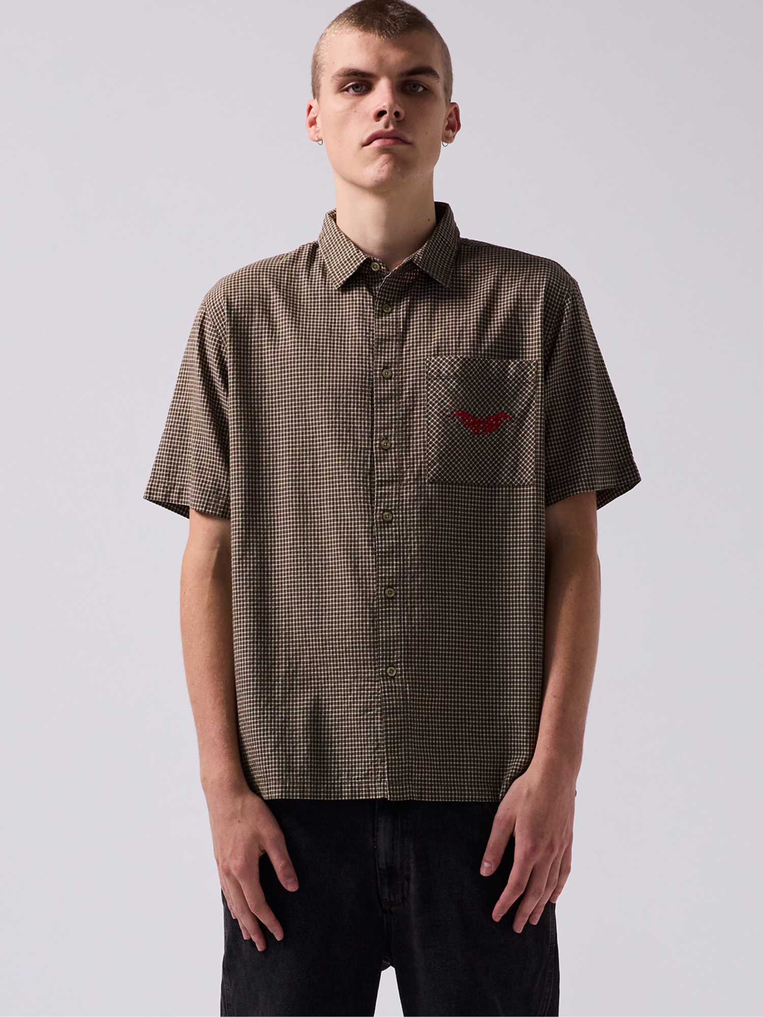 Former Manners Check Ss Shirt - Army | Keel Surf & Supply