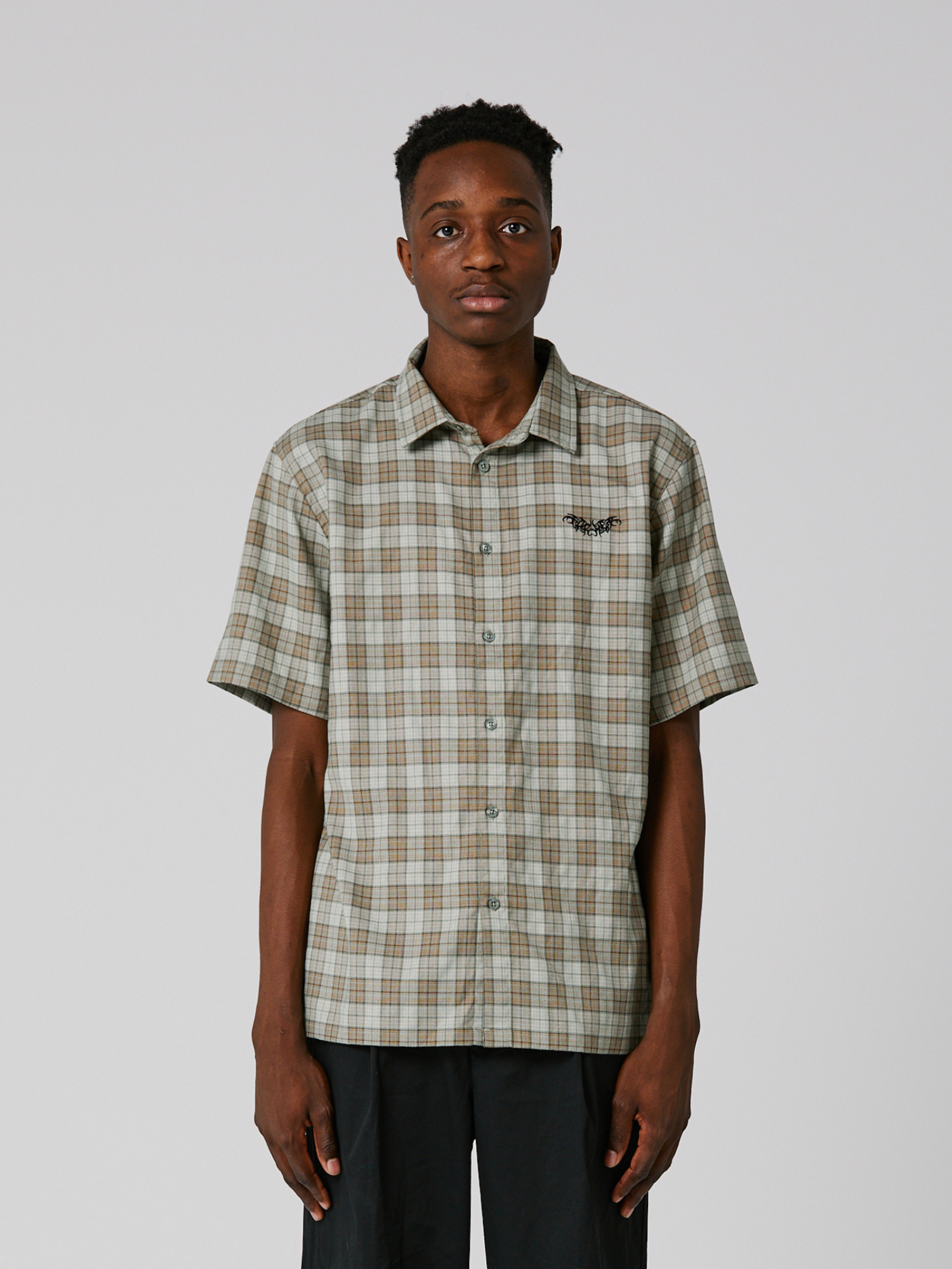 Former Manners Check SS Shirt - Green Brown | Keel Surf & Supply