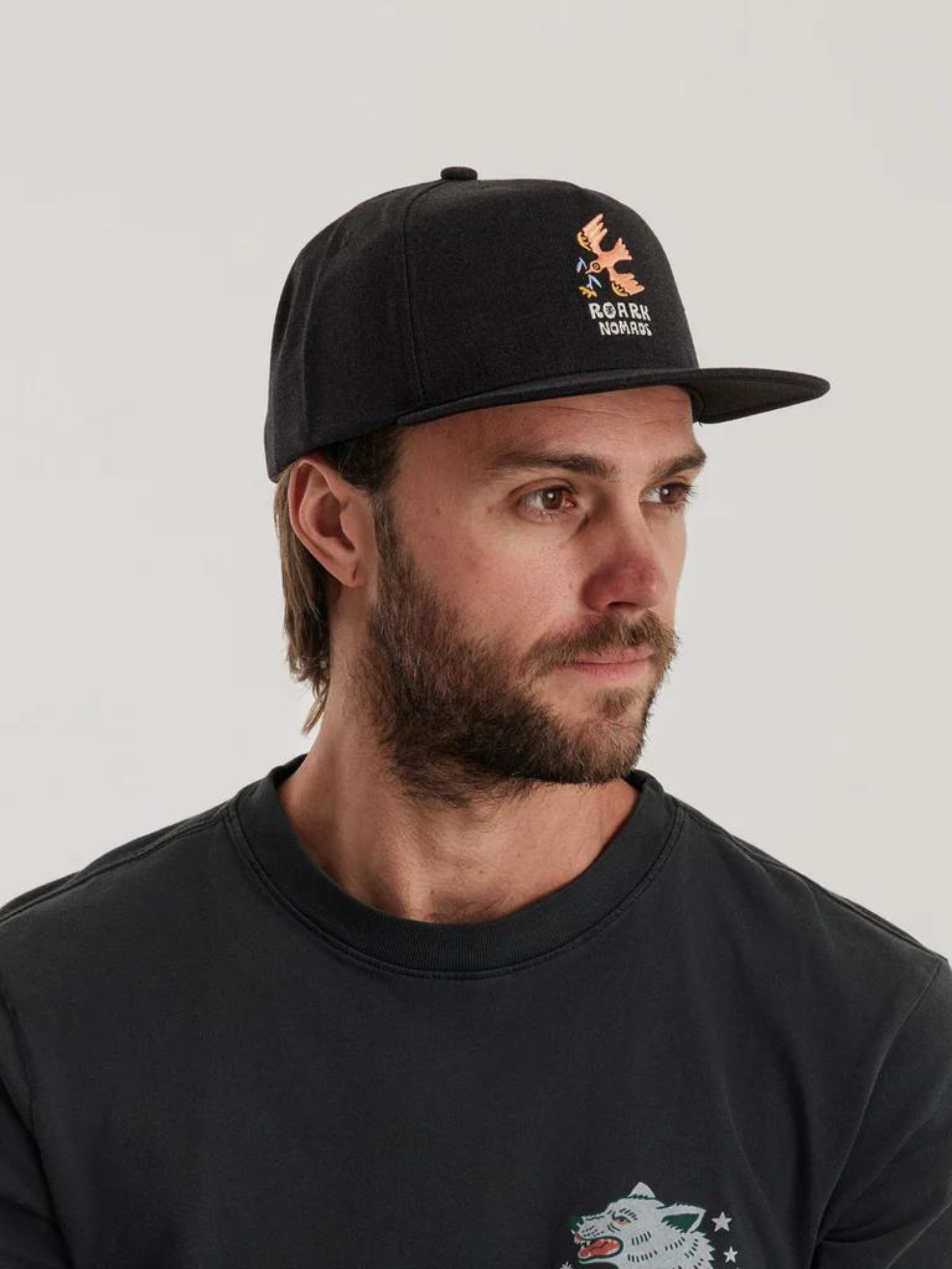 Roark Station Snapback Hat - Black / Enjoy Bird | Keel Surf & Supply