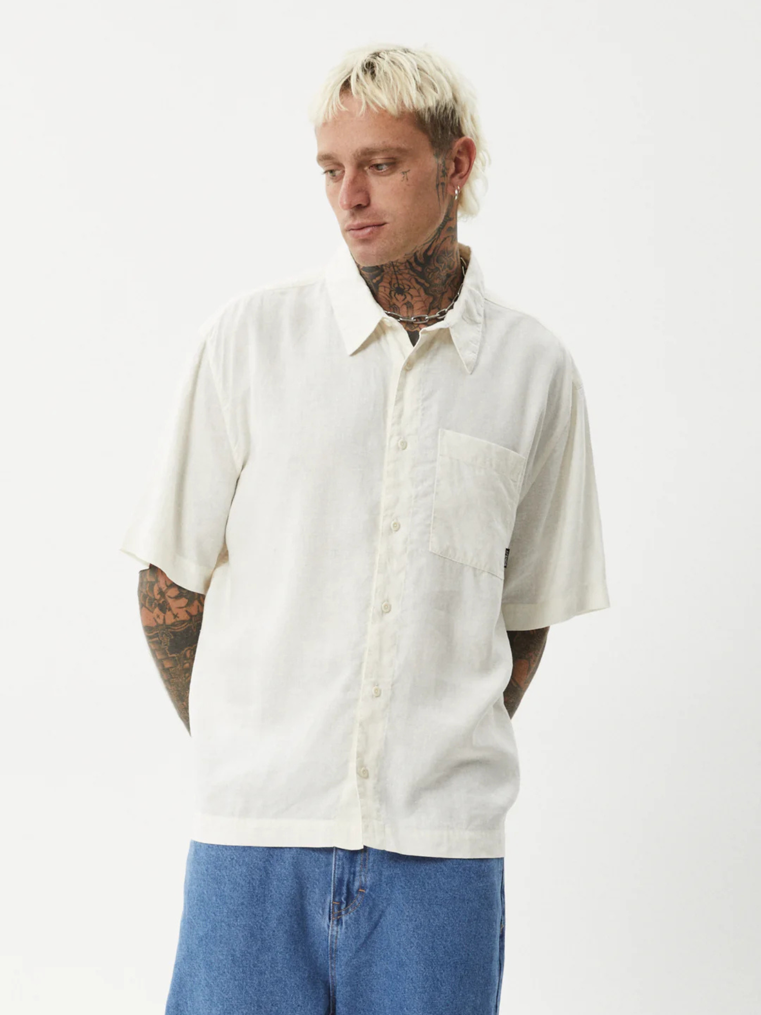 Afends Everyday Hemp Short Sleeve Shirt - White | Keel Surf & Supply