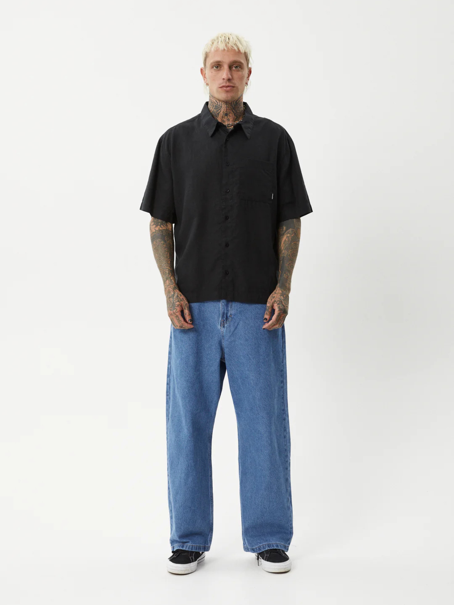 Afends Everyday Hemp Short Sleeve Shirt - Black | Keel Surf & Supply