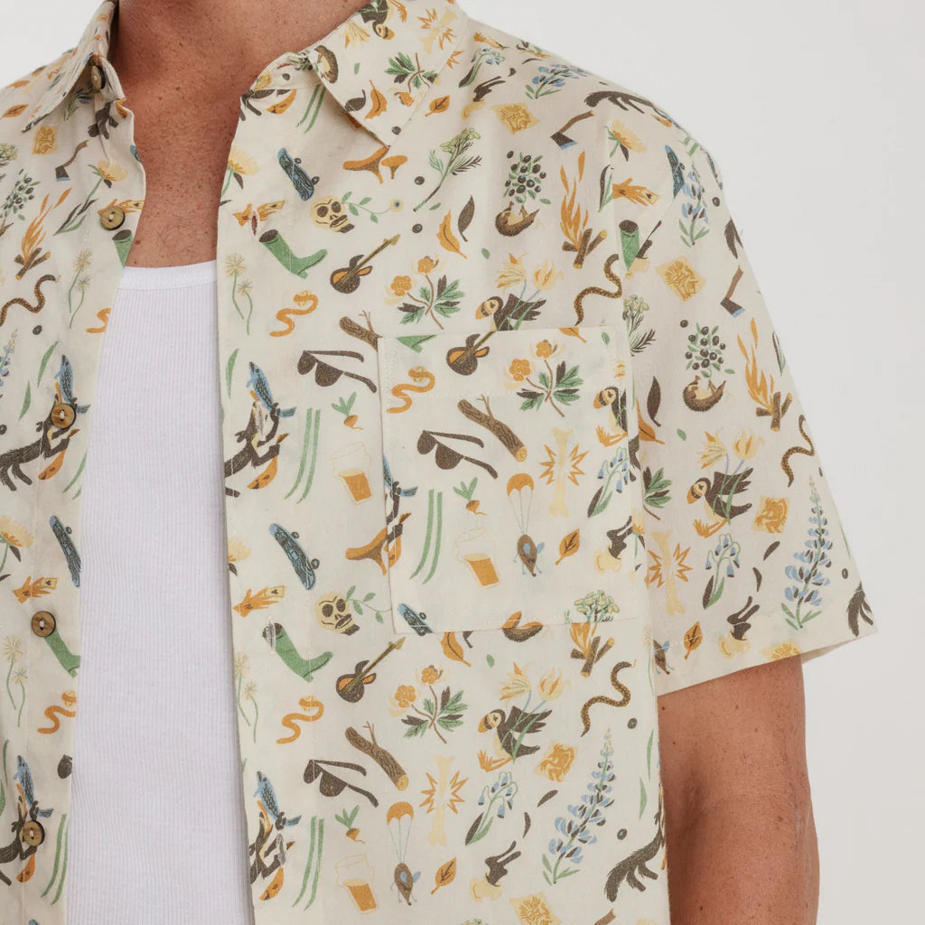 Roark Journey Short Sleeve Button Up Shirt - Bendik Almond Paste | Keel Surf & Supply