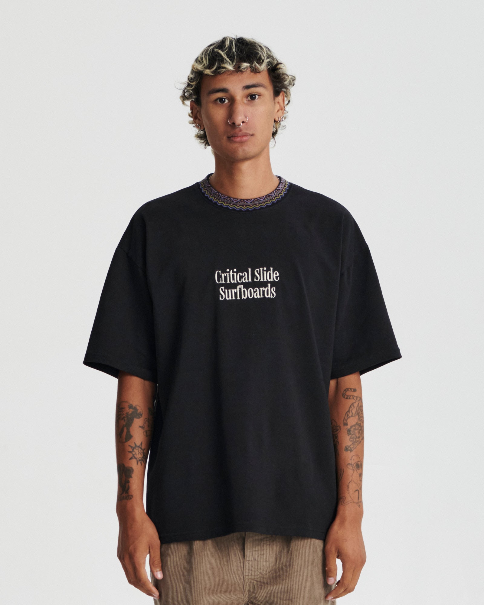 Offset Rib Tee - Vintage Black