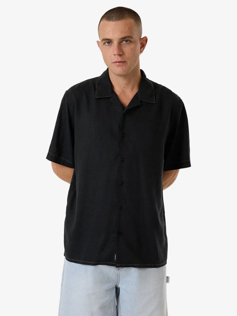 Hemp Minimal Thrills Contrast Stitch Bowling Shirt