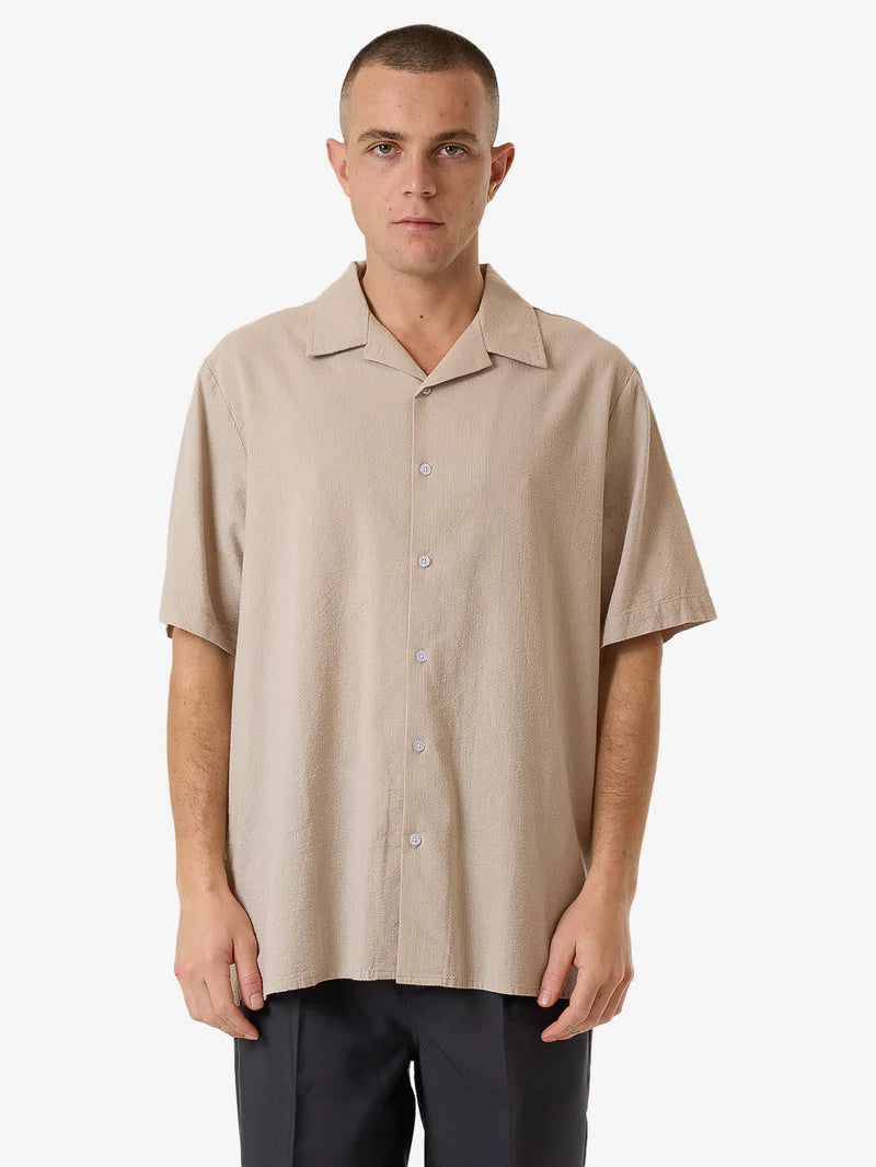 Minimal Thrills Stripe Bowling Shirt - Brindle