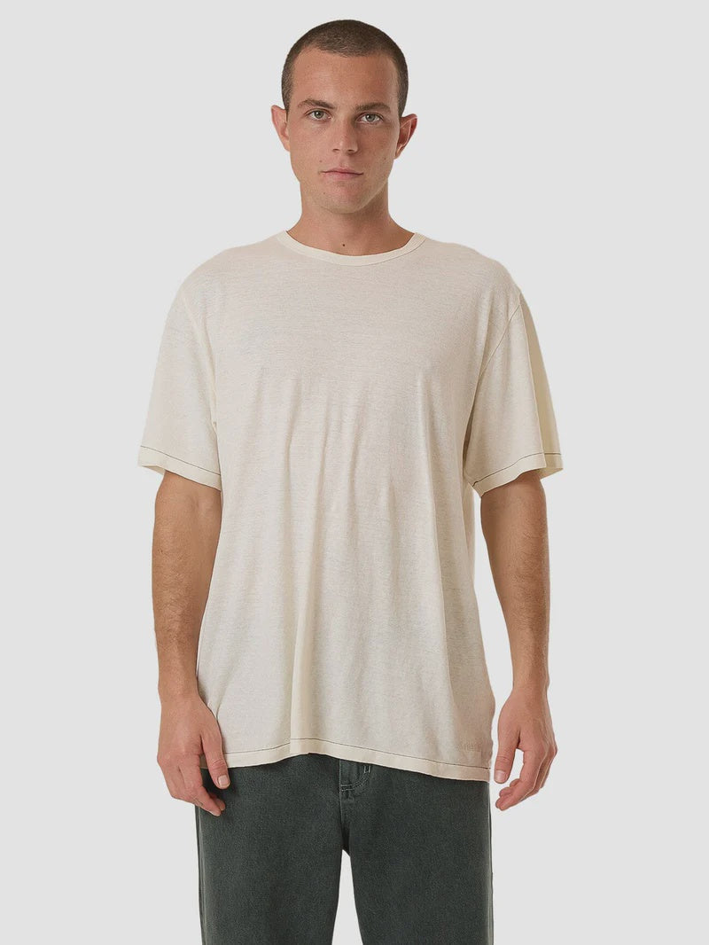 Hemp Thrills Embro Lightweight Contrast Stitch Merch Fit Tee Dirty White | Keel Surf & Supply