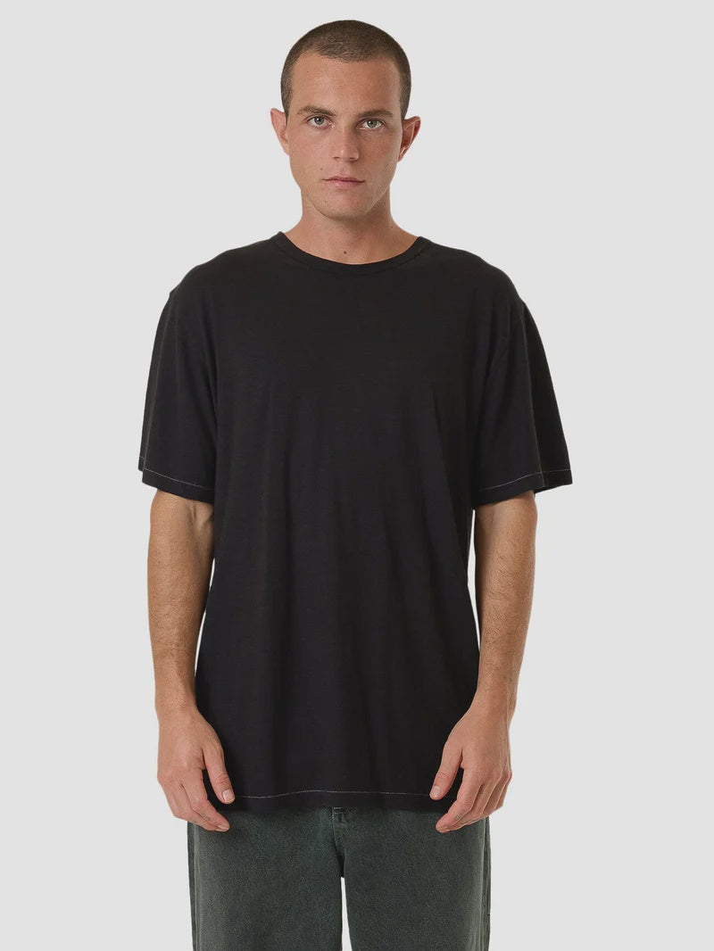 Hemp Thrills Embro Lightweight Contrast Stitch Merch Fit Tee Black | Keel Surf & Supply