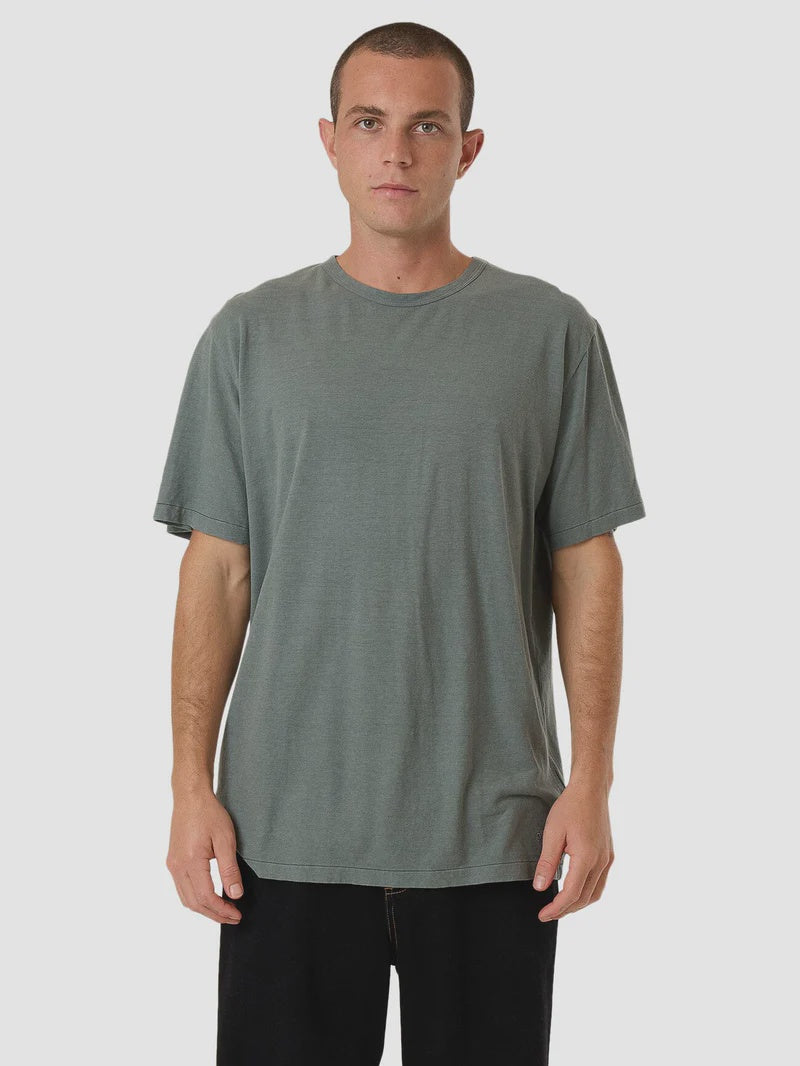 Hemp Thrills Embro Lightweight Contrast Stitch Merch Fit Tee Dark Forest | Keel Surf & Supply