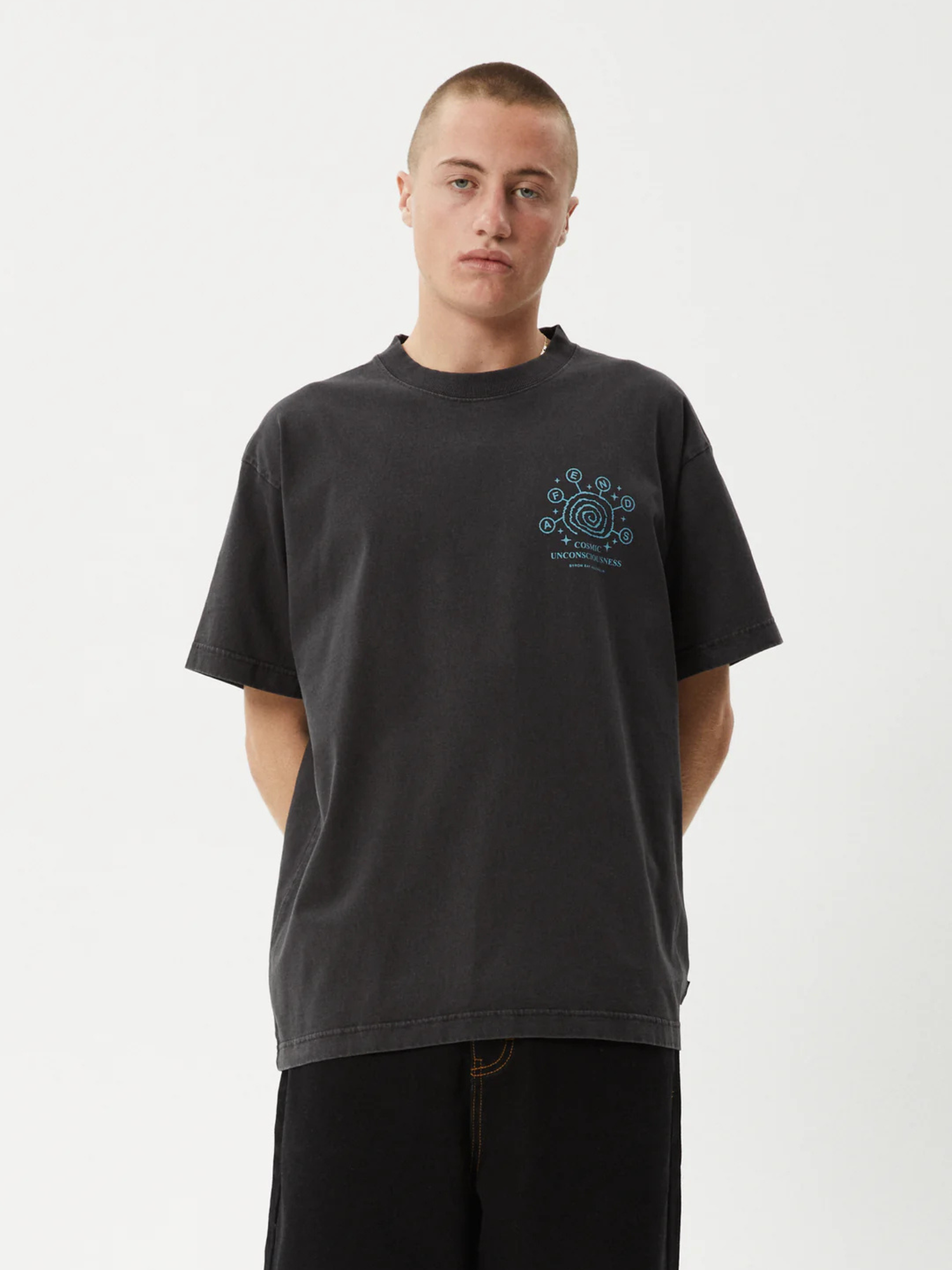 Afends Cosmic Con - Heavy Weight Boxy Fit Tee - Stone Black | Keel Surf & Supply