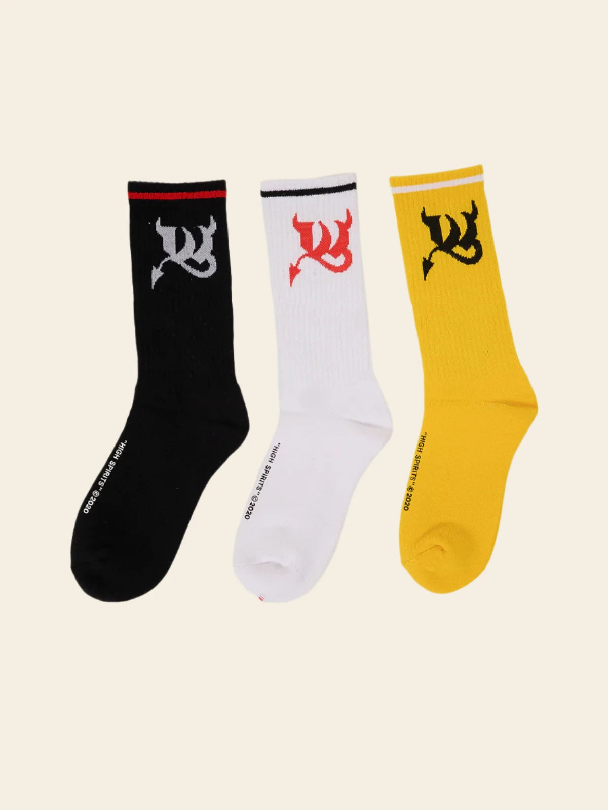 Devlish Sock 3 Pack - Yellow - White - Black