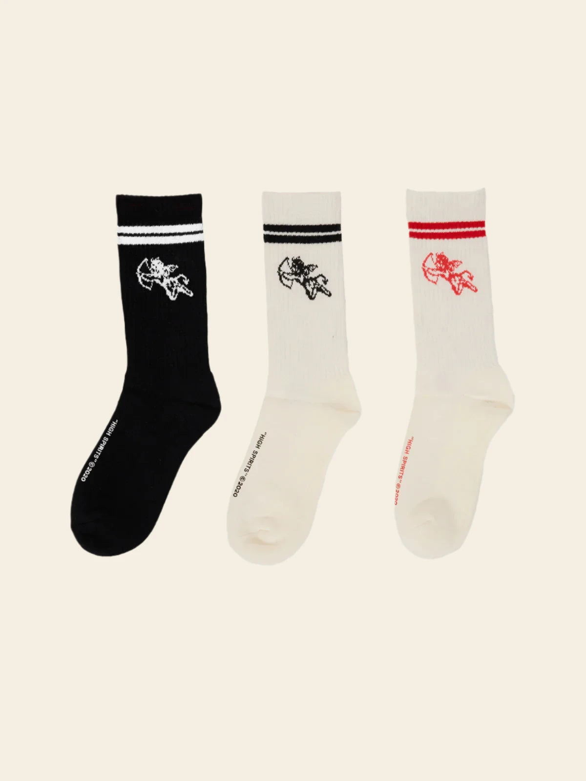 Cherub Sock 3 pack - Bone - Black - Bone