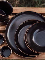 Barebones Enamel Salad Plate Set ~ Charcoal