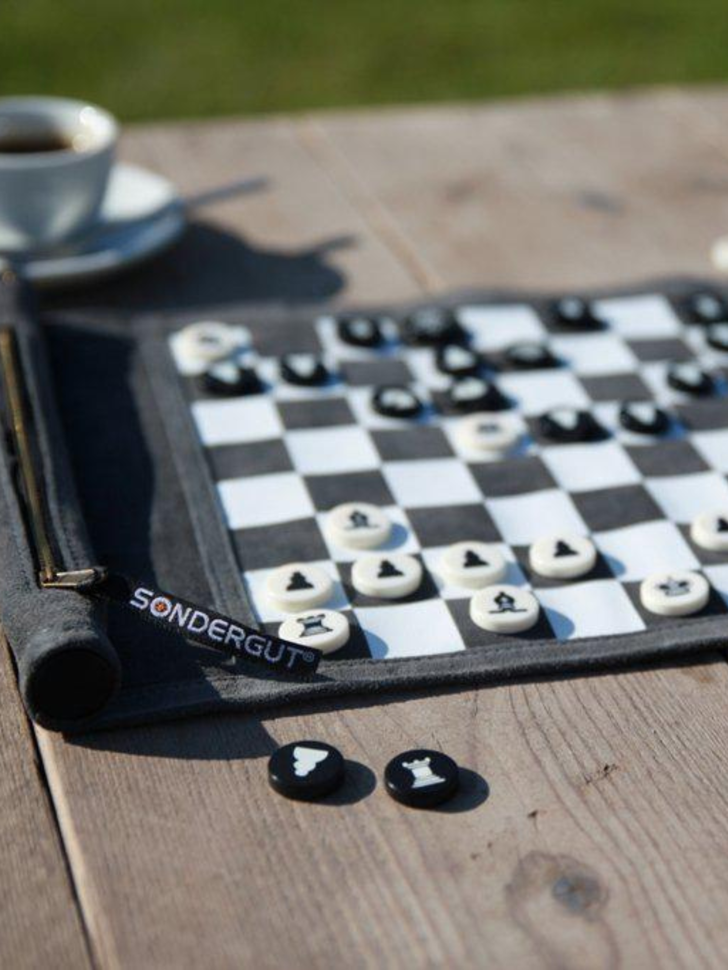 Sondergut Roll Up Chess/Checkers ~ Charcoal